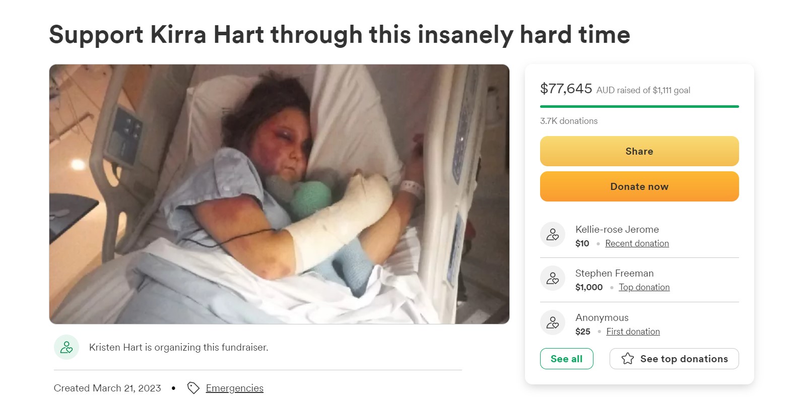 Kirra Hart Go Fund Me Campaign